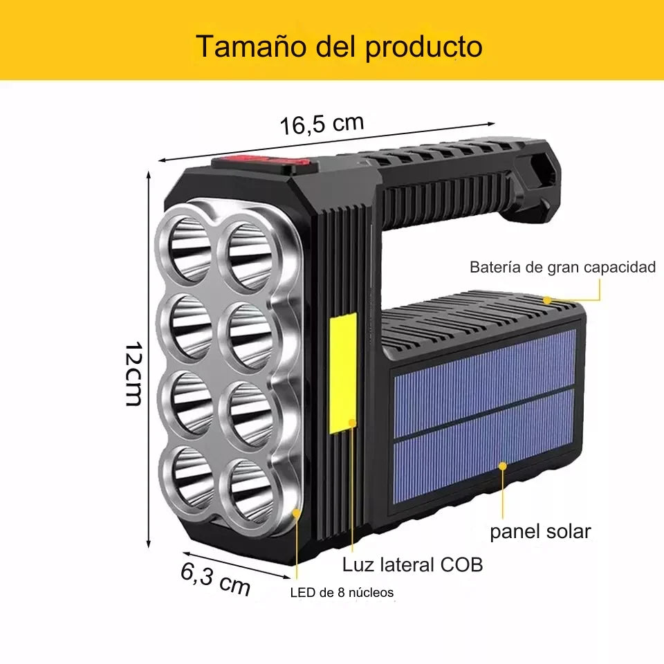 Linterna Led Solar Y Usb Recargable Multifuncional