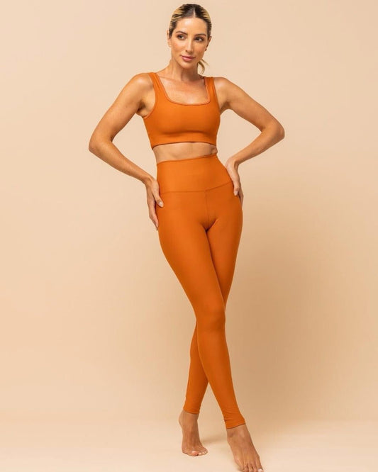 Leggings de Cintura Alta Naranja Quemado – Compresión y Comodidad